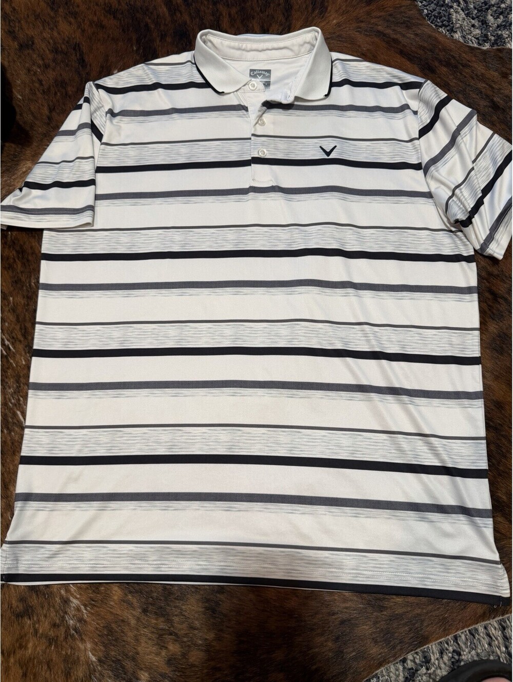 Callaway Polo Shirt Mens Large Striped Short Sleeve Opti-Dri Golf Performance